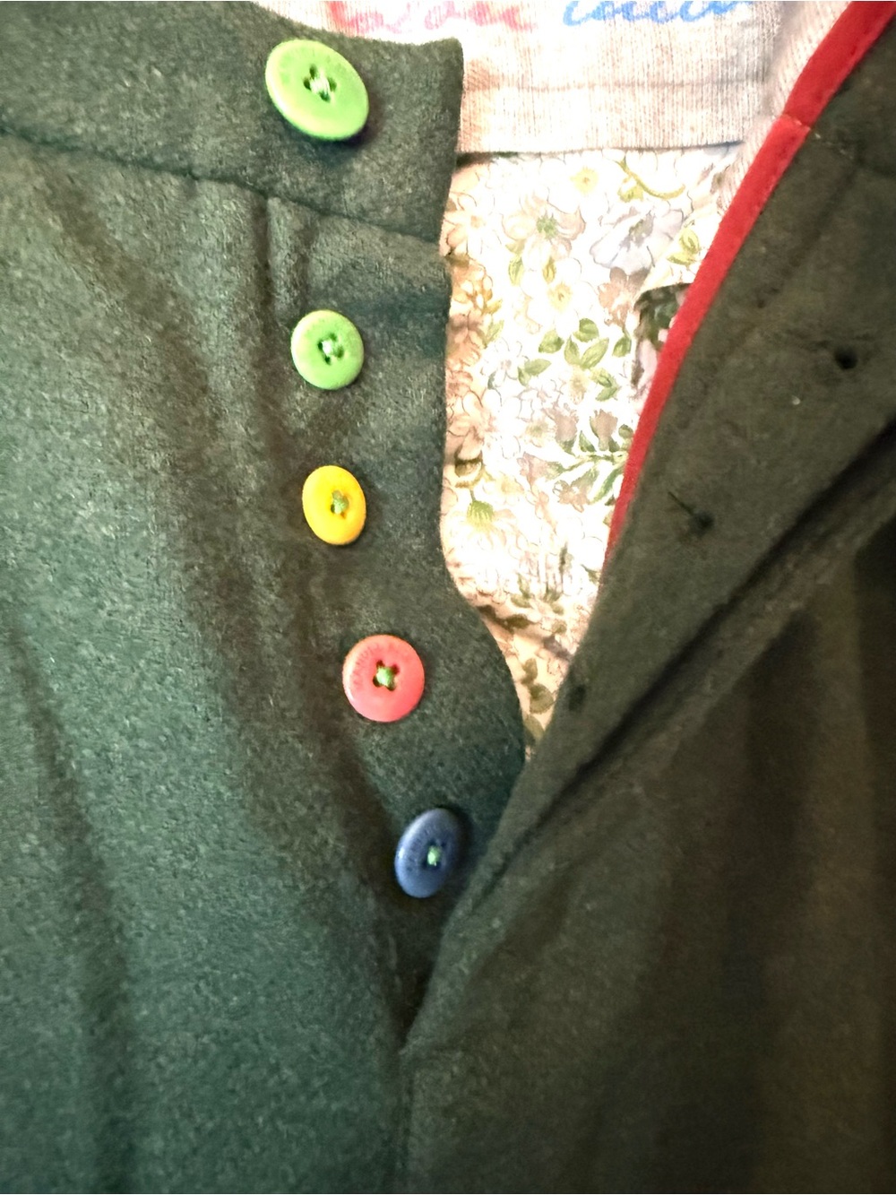 Manuel Ritz Wool Trousers Green Cropped Cuffed Colorful Button Fly Size 32 - Picture 11 of 12